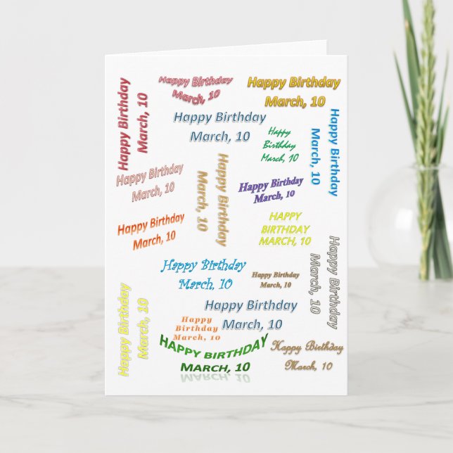 Gratulationskort 10 mars födelsedag kort (Framsida)