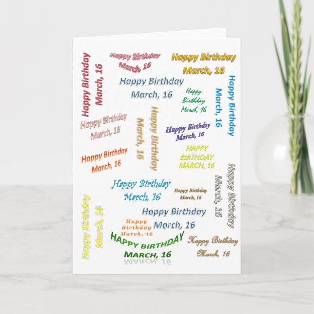 Gratulationskort 16 Mars Födelsedag Kort (Framsida)