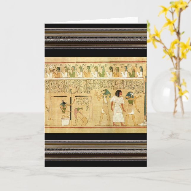 gratulationskort för egypten-hieroglyfer kort (Gul blomma)