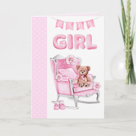 Gratulationskort med rosa prickar för nyfödd flick kort