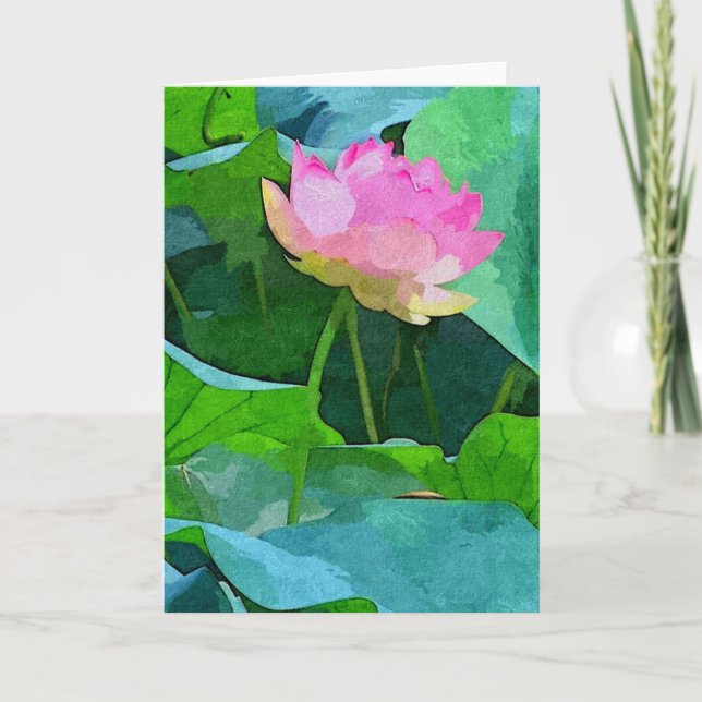 Gratulationskort Rosa Lotus Abstrakt Kort (Framsida)