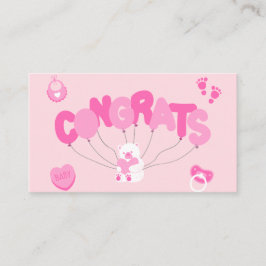 Gratulera till Nyfödd bebis-flickan med Rosa Gratu Visitkort