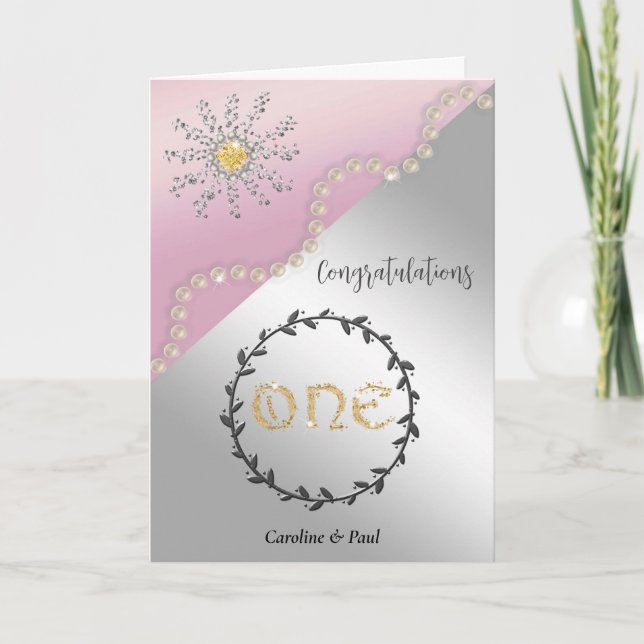 Gratulera vänner på 1-års bröllopsdag kort (Framsida)