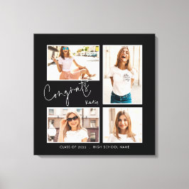 Gratulerar 2024 Student 4 Photod Namn Black Canvastryck