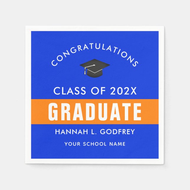 Gratulerar Anpassningsbar för orange och Studenten Pappersservett (Framsidan)