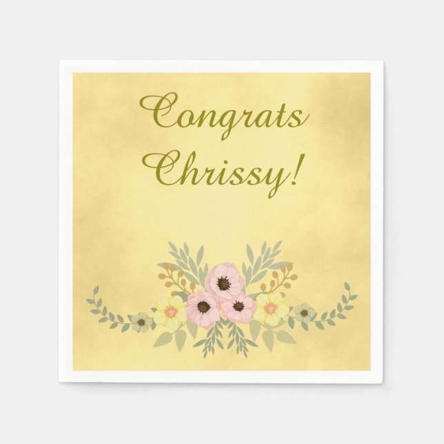 Gratulerar blomma pappersservett (Framsidan)