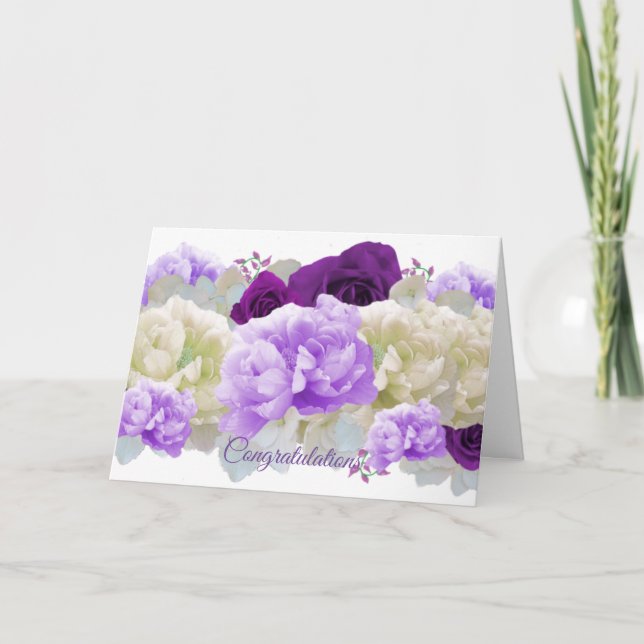 Gratulerar Blommig Bröllopskort Kort (Framsida)