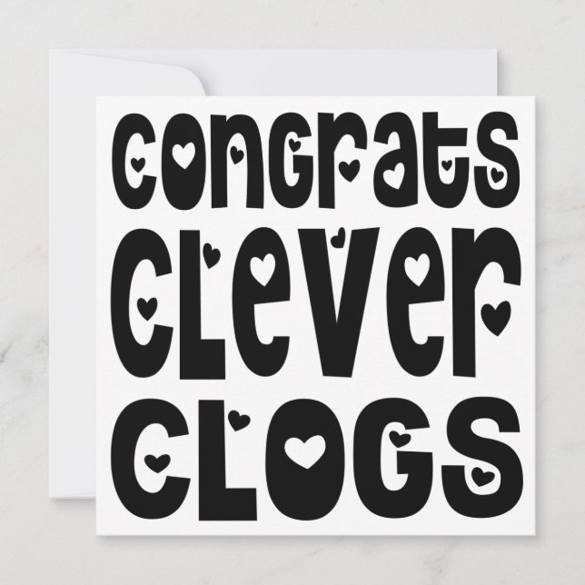 Gratulerar Clever Clogs Text Hearts Grad Exam (Framsida)