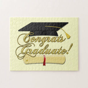 Gratulerar doktorand- diplom- och studentenhatt pussel