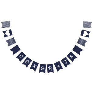 Gratulerar flotta och vit vallmobuntning vimplar