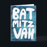 Gratulerar för bat mitzvah Anpassade med blå vatte Kort<br><div class="desc">Hand plockade-text från mig för dig med en färgstark vattenfärgsbakgrund. Lägg till din egen text på kortets insida. För mer design och färg, kolla min butik! Eller låt mig veta om du vill ha någon anpassningsbar. Jag har också passande pappra och naturligtvis både Pub och Bat mitzvah versioner! Fråga om...</div>