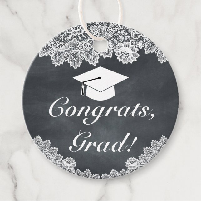 Gratulerar för Blackboard och White Snöre Studente Gåvor Etiketter (Framsida)