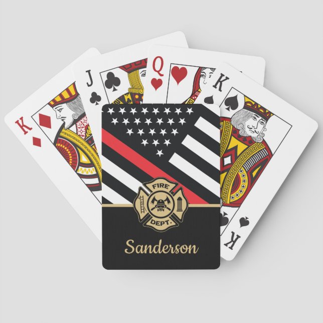 Gratulerar för Firefighter Pension Red Line Flagga Casinokort (Baksidan)