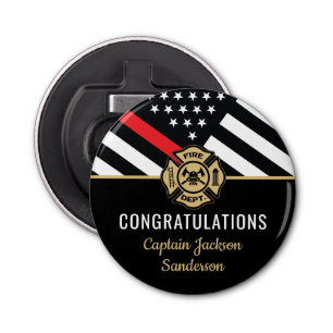 Gratulerar för Firefighter Pension Red Line Flagga Flasköppnare