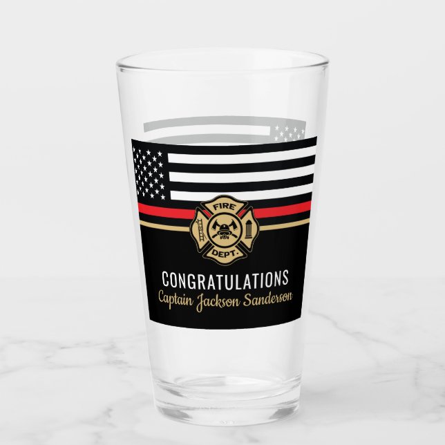 Gratulerar för Firefighter Pension Red Line Flagga Glaskopp (Framsida)