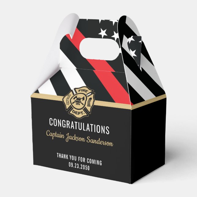 Gratulerar för Firefighter Pension Red Line Flagga Presentaskar (Framsidan Sidan)