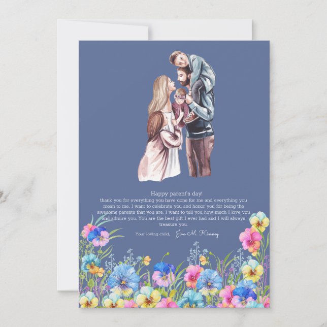 Gratulerar Föräldrar Dagen Mall Platt Julkort (Framsida)