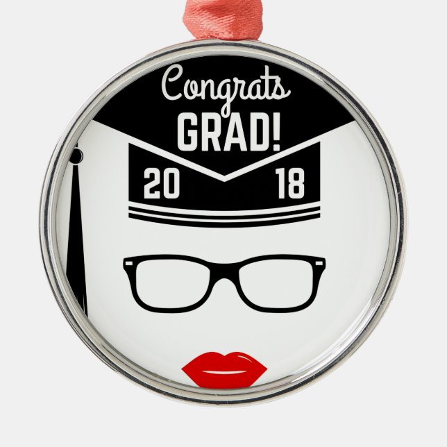 gratulerar grad 2018 flicka julgransprydnad metall (Framsidan)