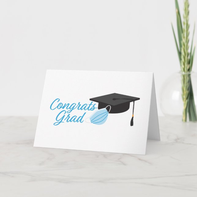 Gratulerar Grad 2020, Studentmössa och Ansikte Mas Kort (Framsida)