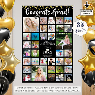 GRATULERAR GRAD 35 Photo Collage Black Poster
