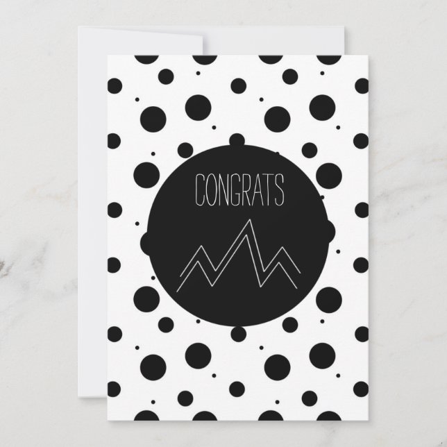 Gratulerar Grad Abstrakt Monochrome Dots Mountain Kort (Framsida)