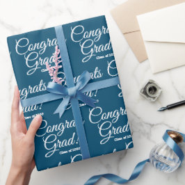 Gratulerar grad-anpassningsbar, årskript, teal blu presentpapper