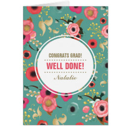 Gratulerar Grad. Anpassningsbar för blommönster Hälsningskort