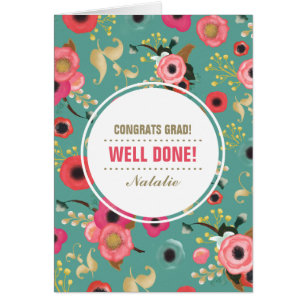Gratulerar Grad. Anpassningsbar för blommönster Hälsningskort