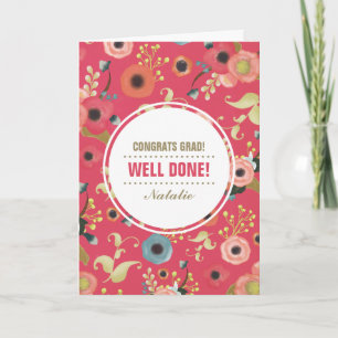 Gratulerar Grad. Anpassningsbar för blommönster Kort