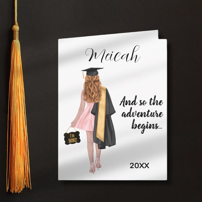 Gratulerar Grad av Red Hved Auburn Girl Studenten Kort (Skapare uppladdad)
