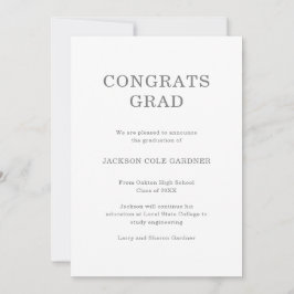 Gratulerar Grad Classic Grått non Photo Studenten Meddelande