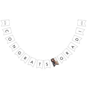 Gratulerar Grad för fotoår för chic Typografi Vimplar
