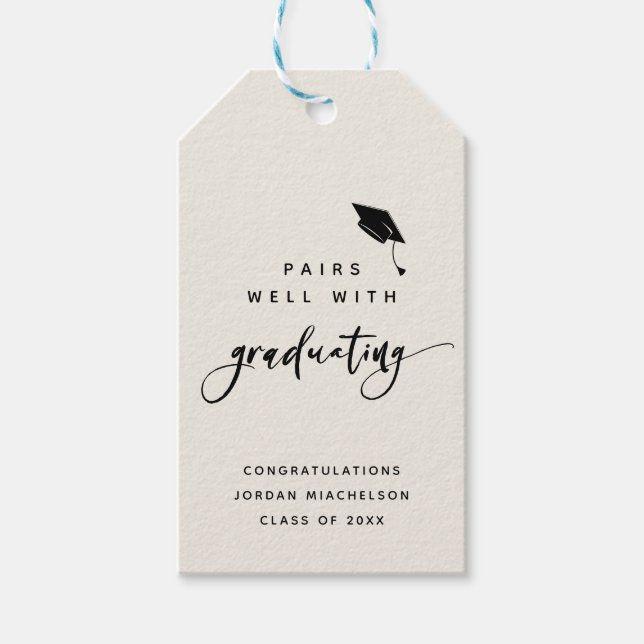 Gratulerar Grad för Modern Studenten Script Callig Presentetikett (Framsidan)