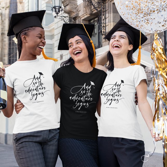 Gratulerar Grad för Modern Studenten Script Callig T Shirt (Skapare uppladdad)