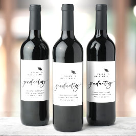 Gratulerar Grad för Modern Studenten Script Callig Vinflaska Etikett