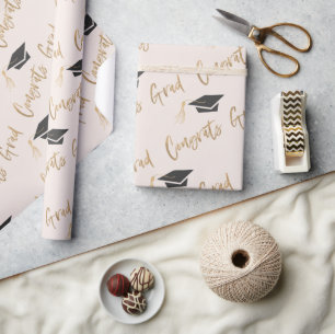 Gratulerar Grad Gold Foil Studentmössa och Tassel Presentpapper