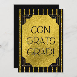 Gratulerar Grad! Guld och Black Faux Glitter Rand