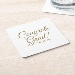 Gratulerar grad guld-skriptklass, elegant underlägg papper kvadrat