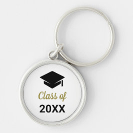 Gratulerar Grad-klass för varje års Studentmössa Rund Silverfärgad Nyckelring