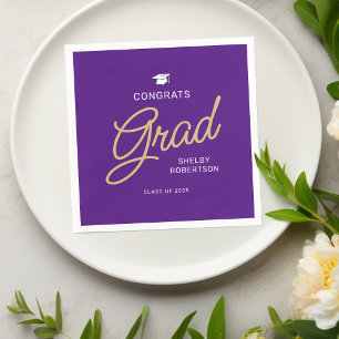 Gratulerar Grad Modern Script Lila Studenten Pappersservett