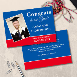 Gratulerar Grad Photo Blue White 2025 Studenten Meddelande