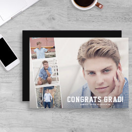 Gratulerar Grad, Photo Collage Blue-Studentfest Meddelande