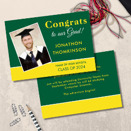 Gratulerar Grad Photo Grönt Gult 2025 Studenten Meddelande