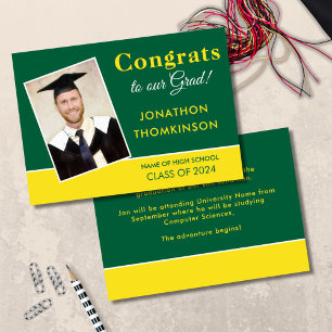 Gratulerar Grad Photo Grönt Gult 2025 Studenten Meddelande