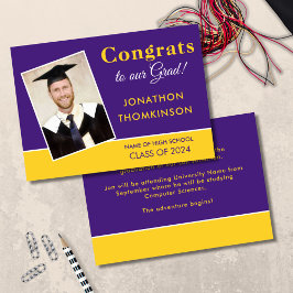 Gratulerar Grad Photo Lila Gult 2025 Studenten Meddelande