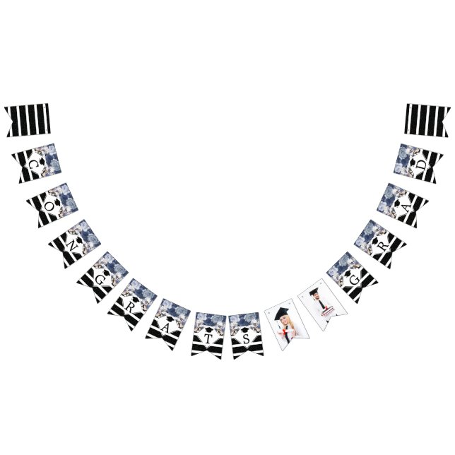 Gratulerar Grad Photo Luxury Black Guld Vimplar (Alla)