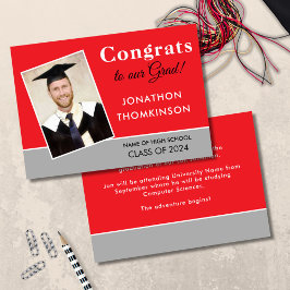 Gratulerar Grad Photo Red Silver 2025 Studenten Meddelande