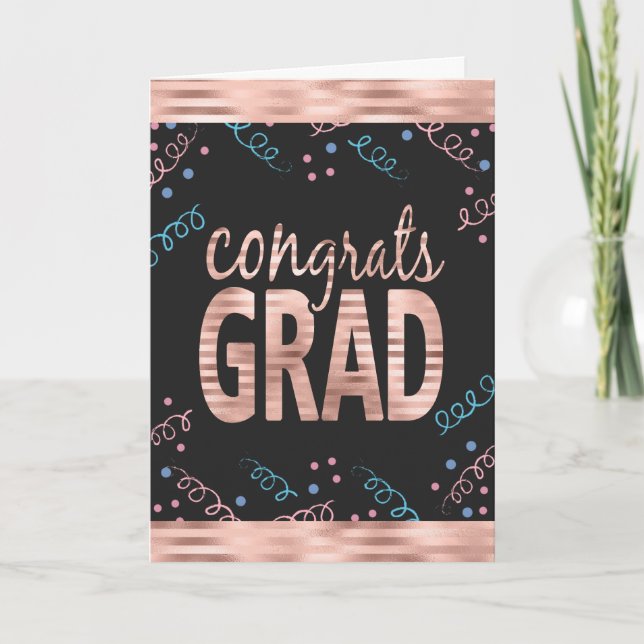 Gratulerar Grad  Ro Faux Foil och Confetti Kort (Framsida)