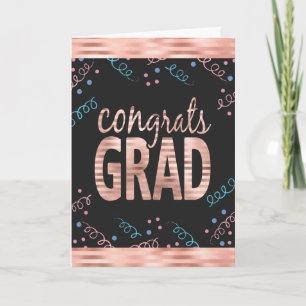 Gratulerar Grad  Ro Faux Foil och Confetti Kort
