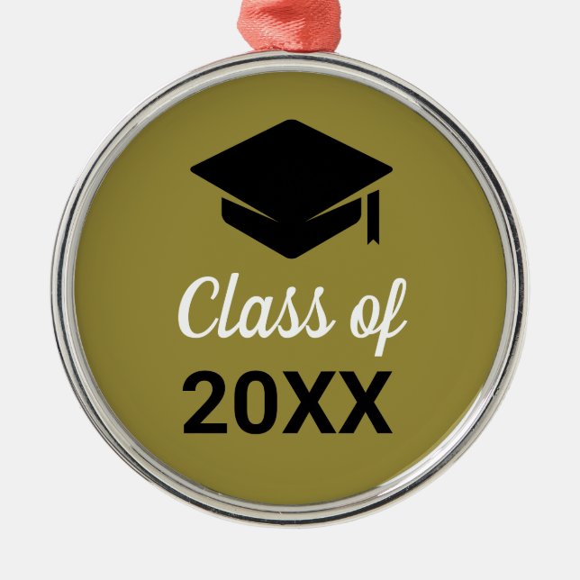 Gratulerar Grad-Studentmössa för varje år Julgransprydnad Metall (Framsidan)